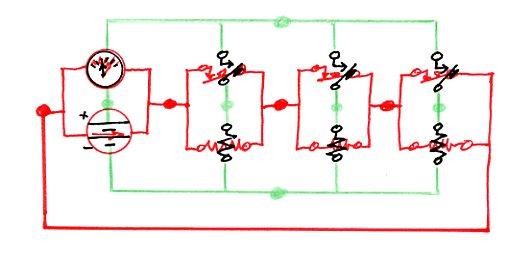 Connect the red nodes with dual circuit elements